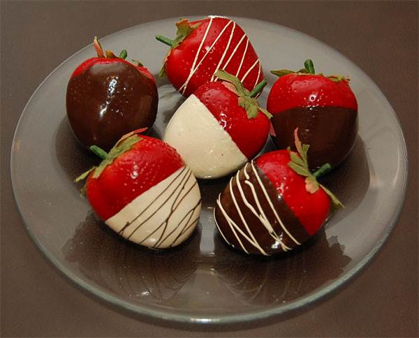 Assorted Dipped Strawberries On Plate